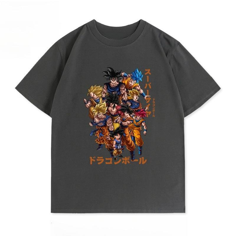 Dragon Ball Совместная Летняя Короткорукавная Одежда для Пары Мультяшный Комикс Goku Повседневная Чистый Хлопок Короткий Рукав Спортивный Повседневный Удобный