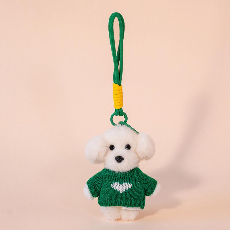 Teddy Dog Plush Pendant With Sweater Adorable Cartoon Dog Keyring For Backpack Decor