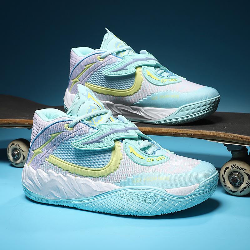 Баскетбольные кроссовки для мужчин и женщин, парные, мандаринки, двухцветная сетка средней высоты для помощи ученикам начальной школы, и пара модных спортивных кроссовок