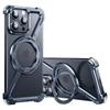 Z Shape Aluminum Alloy Rimless Magnetic Phone Case for IPhone 15 13 14 Pro Max Metal Stand Magsafe Buffer Shockproof Hard Cover for Samsung S24 Utlra