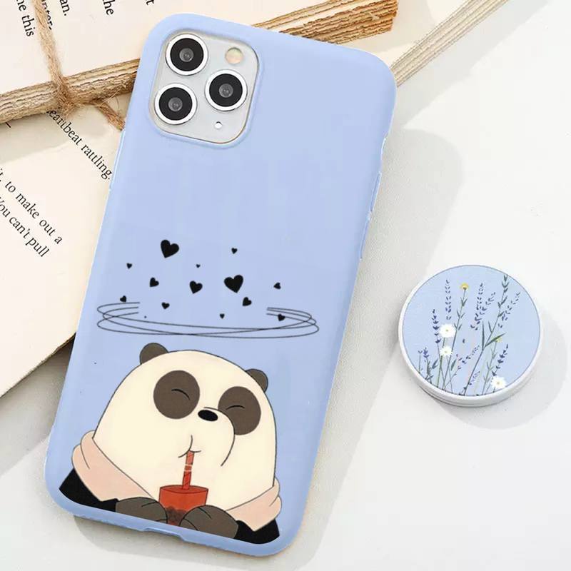 Чехол для телефона с изображением мультяшного аниме-медведя для iPhone 11 12 13 Mini Pro Xs Max 8 7 6 6S Plus X XR Solid Candy Color Case