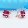 Изысканные Русские Серьги 585 Пробы с Покрытием Розовым Золотом, Квадратные, с Красным Камнем, Простые, Универсальные, Цвета Золота