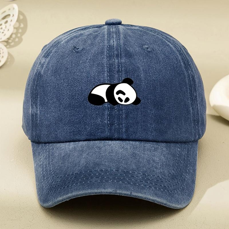 Baseball Cap, Lazy Panda Cartoon Print, Retro Soft Top Duckbill Cap, Outdoor Sports, Running and Leisure Choice
