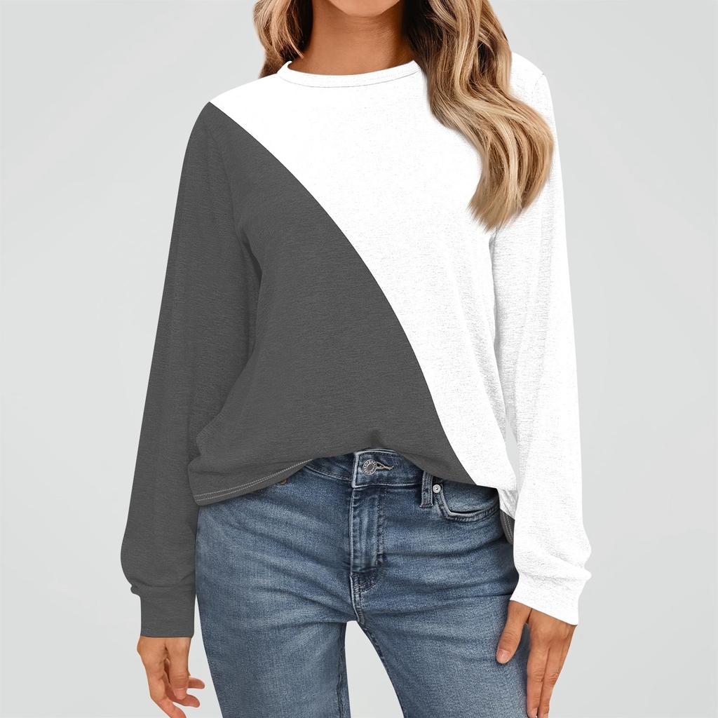 Women's Fashion Long Sleeve Shirts Loose Fitted Crewneck Basic Tops Casual Outfits