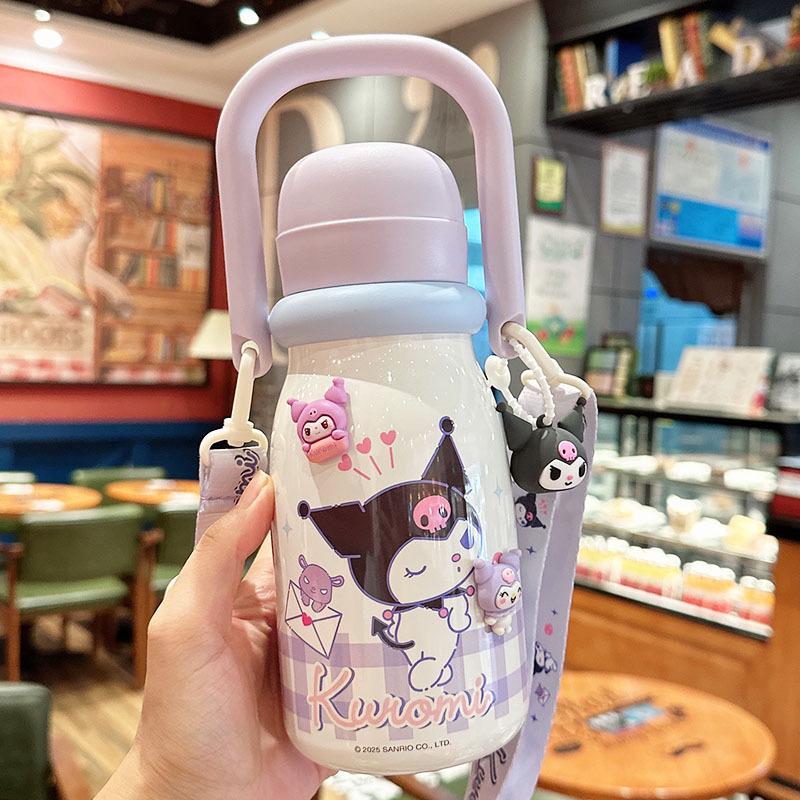 Двустенная милая кружка с трубочкой Sanrio для детей - Идеально подходит для школы и портативная.
