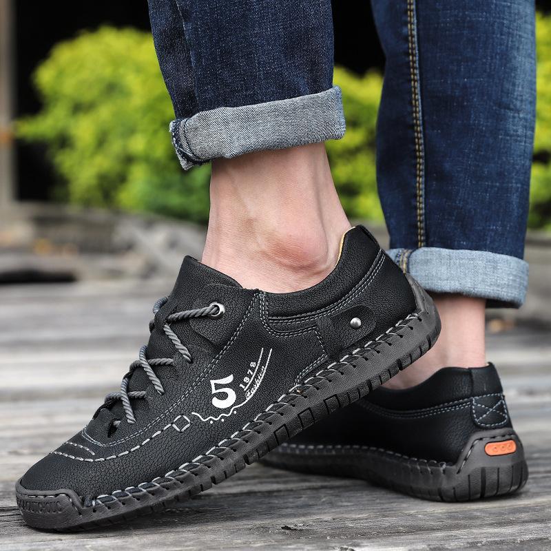 Большие размеры Мужские модные мягкие туфли Wild Breathable Hollowed Casual Leather Shoes Shoes Summer Driving Shoes