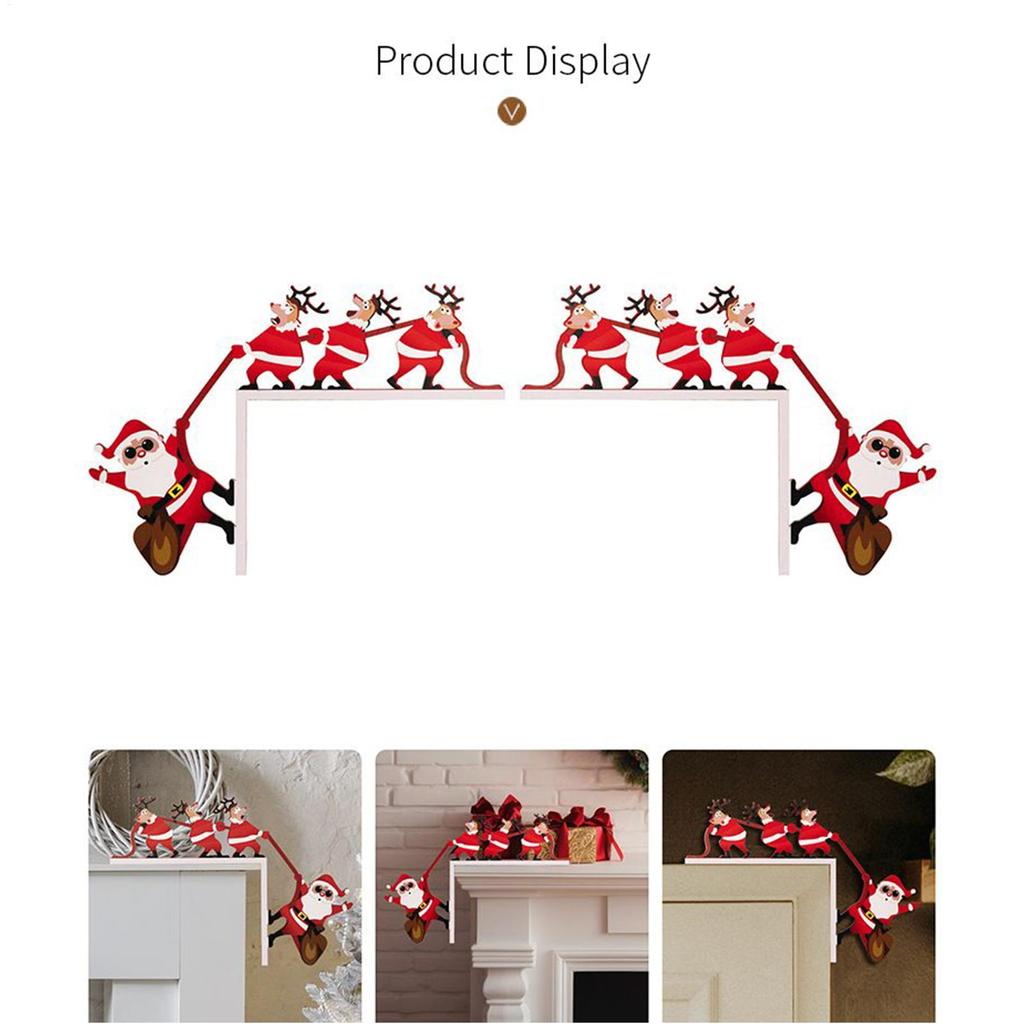 Christmas Decorative Door Corner Sign  Decor Christmas Door Frame Decor Snowman Reindeer Frame Sign Wooden Pendant Decor