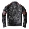 Harley Мотоциклетная кожаная куртка с вышивкой черепа из воловьей кожи для мужчин, старая короткая кожаная куртка, одежда для езды на мотоцикле
