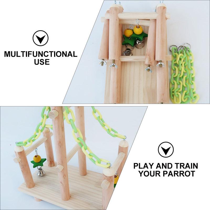 1Set Parrot Eco Wooden Standing Rack for Cockatiels Parakeets Physical Activity Playground