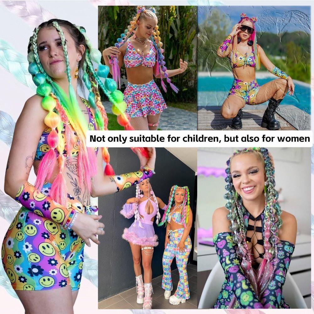 with Hair Tie Kids Bubble Ponytail Extension 20" Ombre Crazy Hair Day Accessories