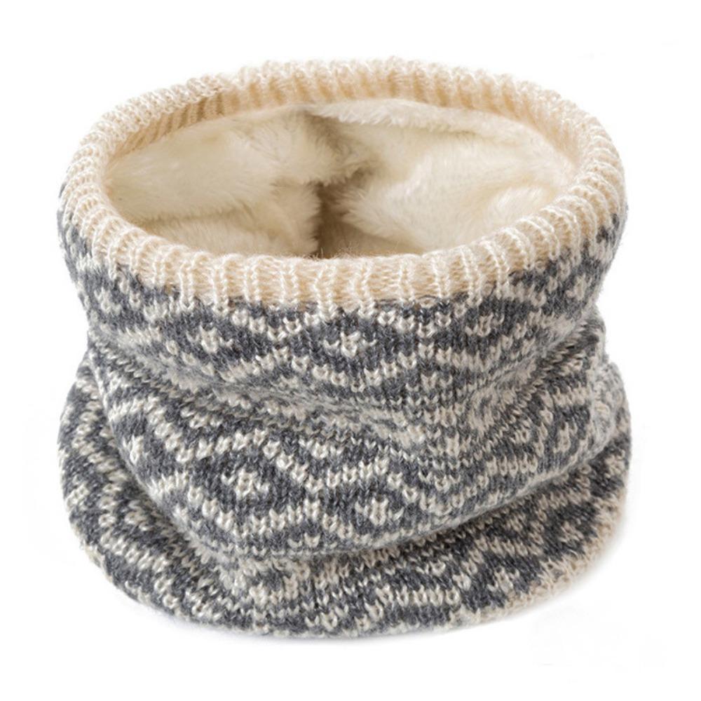 Windproof Fleece Muffler Snowflake Warm Neck Warmer Face Mask Winter Knitted Scarf Outdoor