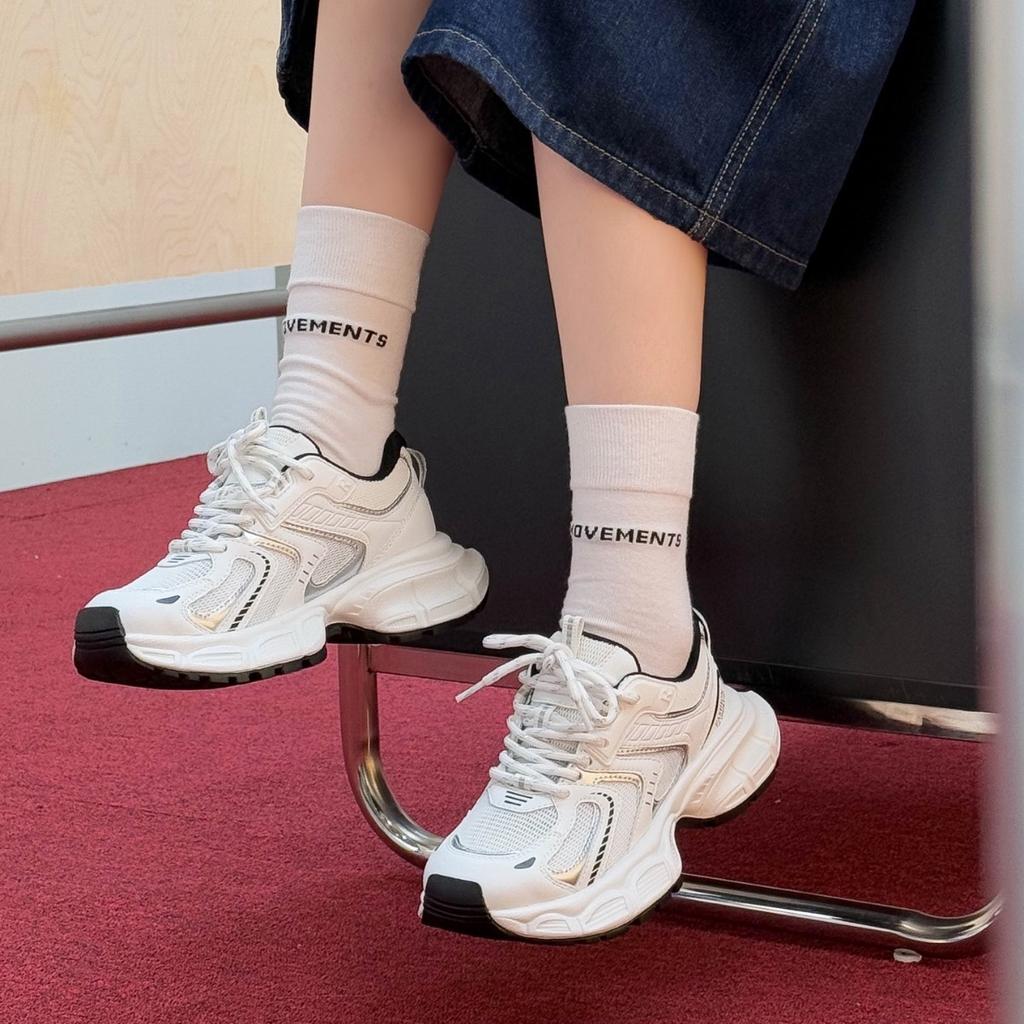 Summer Thin Dad Shoes Women's New Versatile Leather Thick-soled Single Mesh Breathable Casual Sports Shoes Tide