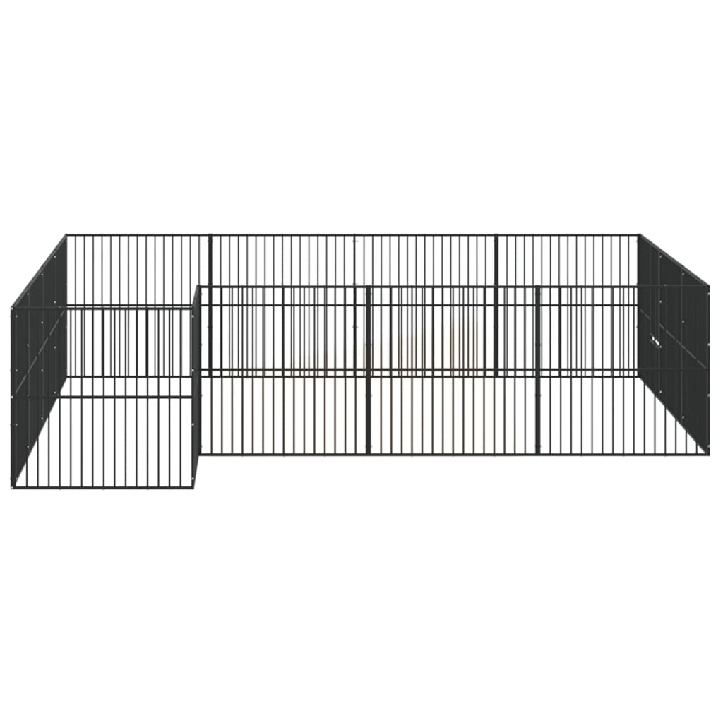16 Piece Dog Run Enclosure Black Galvanized Steel