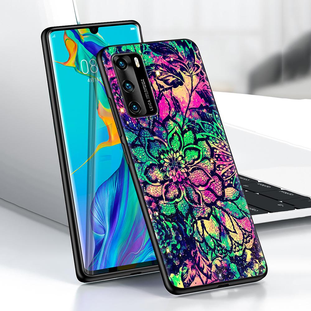 Чехол с изображением подсолнуха Мандала для Huawei P30 P Smart Z P40 Lite E P20 Y7 Y9 2019 Honor 8X Play 9A 50 20 9X Pro, черный мягкий чехол для телефона