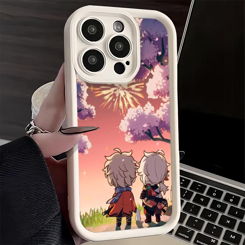 Чехол для телефона iPhone 17 Air 16E 15 16 Pro Max Genshin Impact Казуха Чехол 14 Plus 13 12 Mini Мягкий силиконовый Fundas