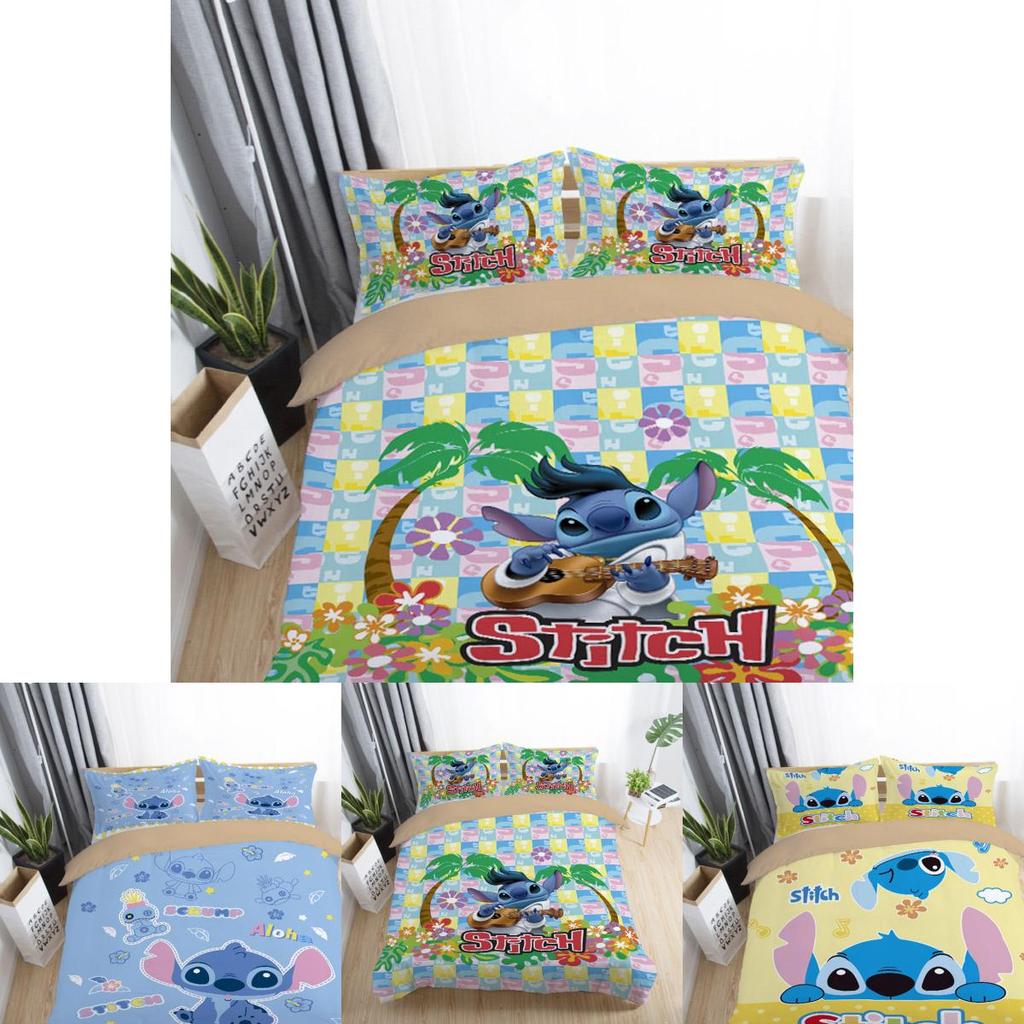 Adorable 3d Cartoon Stitch Anime Comforter With Matching Duvet Cover And Pillowcase