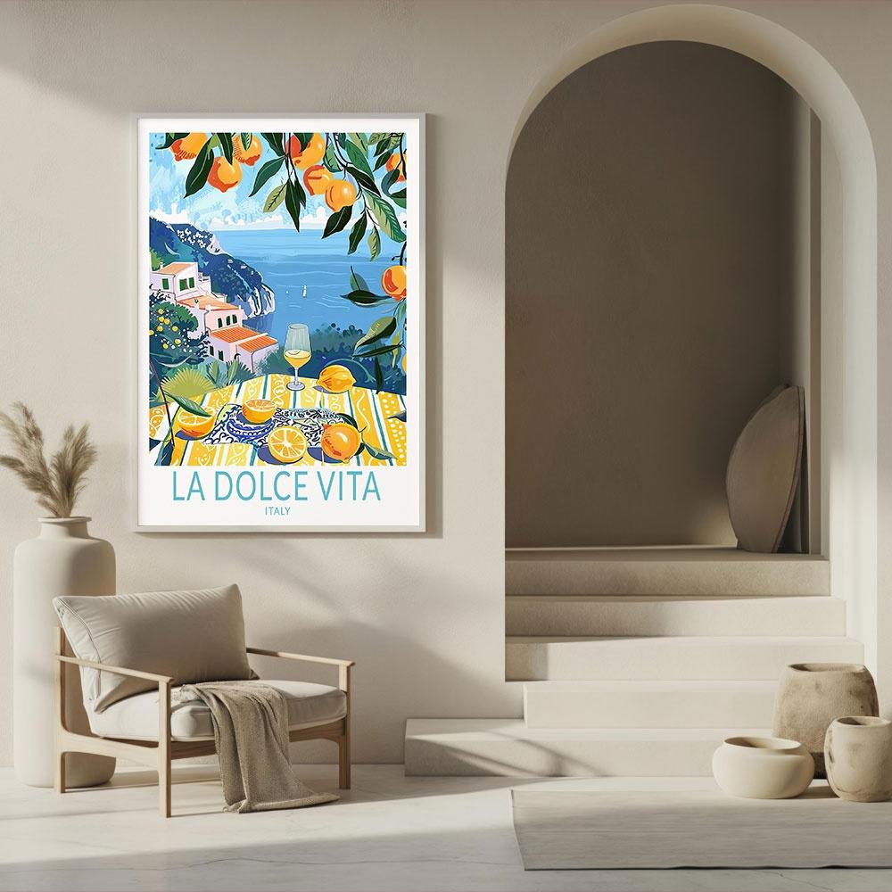 La Dolce Vita Italy Coastal Poster Canvas Print Painting Wall Art Bedroom Study Studio Living Room Home Decoration Gift Poster