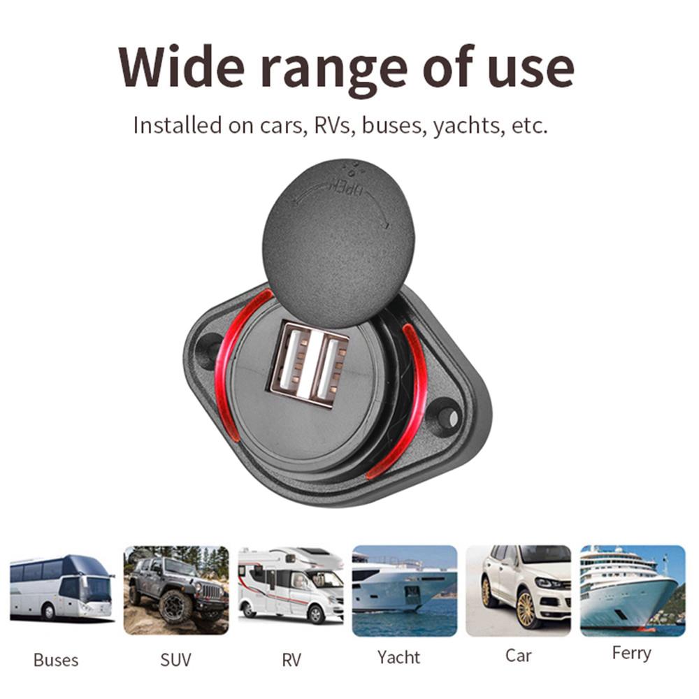 3.1A Dual USB Car Charger 12-24V Phone Charging Power Socket Adapter Panel for RVs Buses Motorbike Boat ATV UTV Camper Caravans