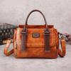 Retro Oil Wax Leather Women Bag Stone Pattern Fashion Handbag Large Capacity Female Shoulder & Crossbody Bags