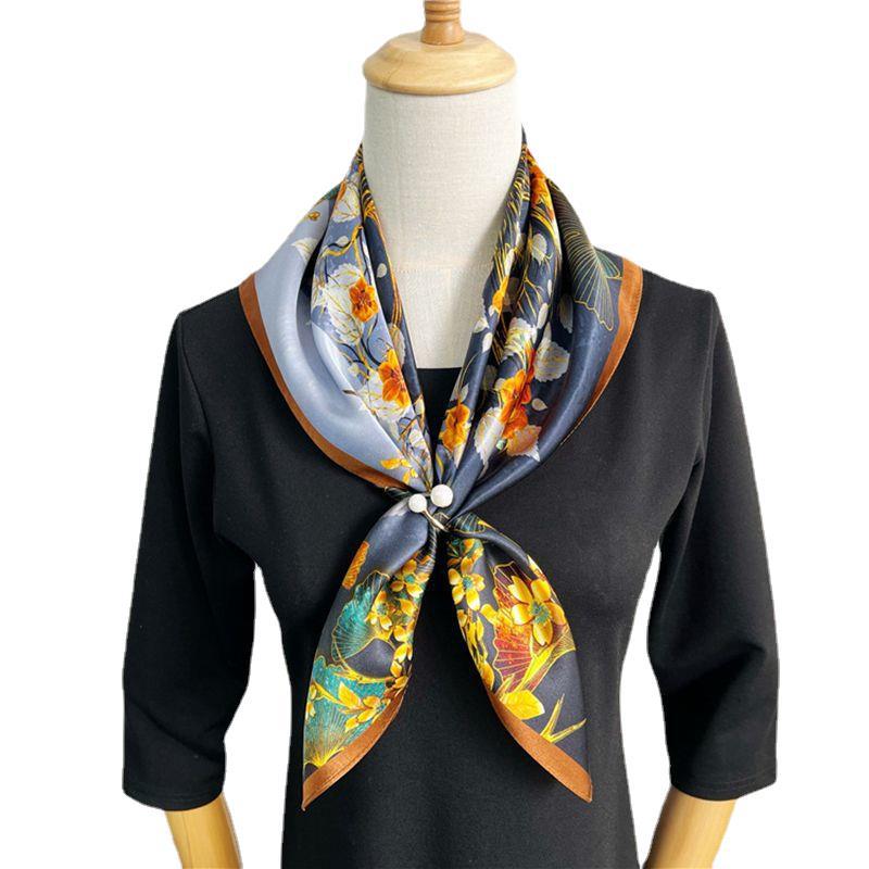 Silk Tree Of Life Mulberry Silk Silk Scarf Women'S Spring And Autumn Versatile 65Cm Square Scarf Silk Scarf