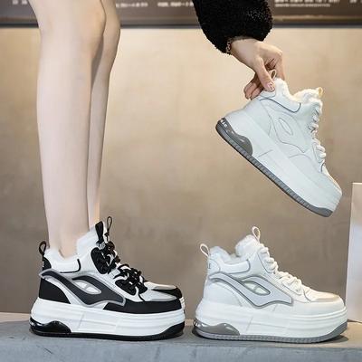 Высококачественная женская обувь из натуральной кожи 7 см, женская обувь 2024 года, осенние теплые меховые зимние армейские ботинки, кроссовки на платформе до щиколотки, ботинки, ботильоны