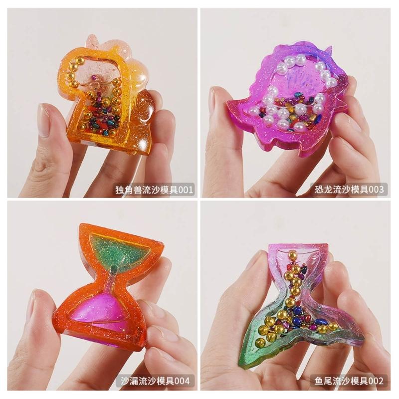 4 упаковки силиконовых форм для зыбучего песка, формы для поделок, многоформенные силиконовые формы для изготовления ювелирных изделий и поделок