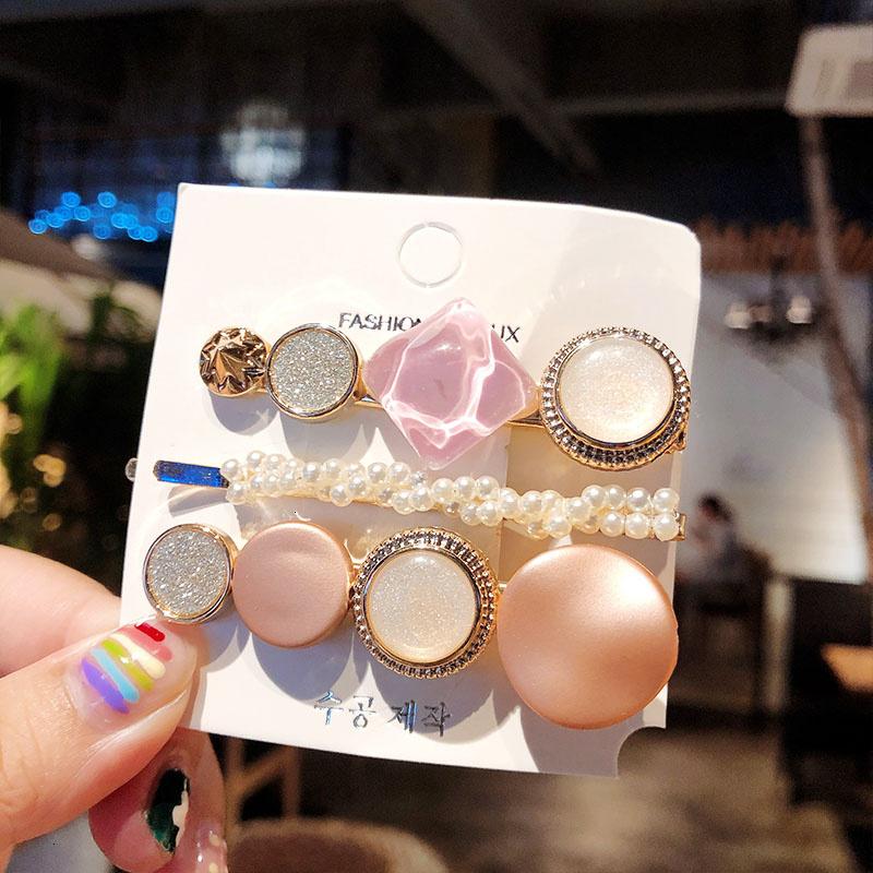 Fashion Acrylic Pearl Hair Clips Set Sweet Flower Hair Barrettes For Women Girls Korean Geometric Hair Accessories Jewelry