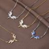 Women Necklace Rhinestones Angle Wing Shape Pendant Choker Necklace Adjustable Extended Chain Necklace Clothing Accessories