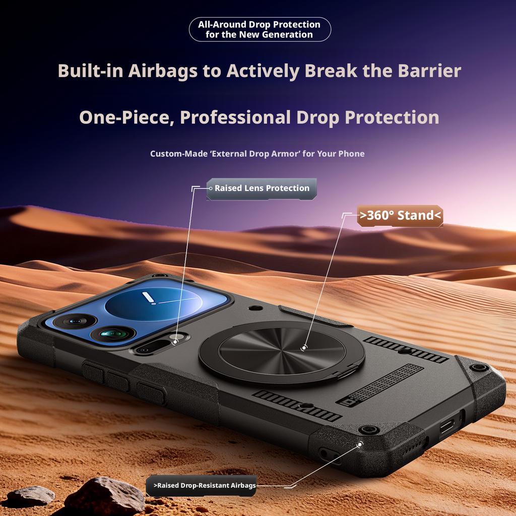 Чехол для Xiaomi Mi 17/17 Pro/17 Pro Max, 360° вращающаяся подставка, встроенная подушка безопасности, ударопрочный жесткий чехол военного класса