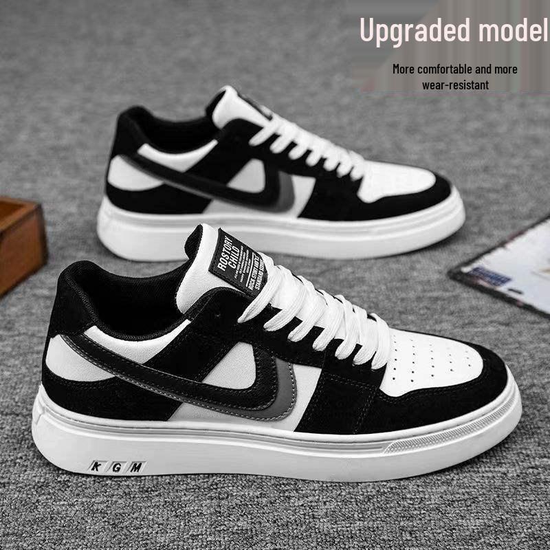 Мужские дышащие спортивные кроссовки весна/лето 2025: Универсальная повседневная обувь в трендовых черном и белом цветах для студентов