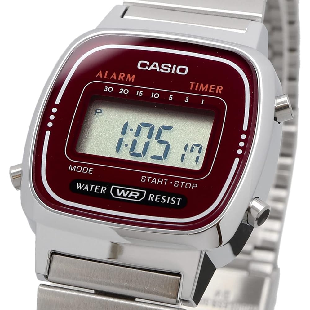 Женские цифровые часы Casio LA670WA-4 Серебристый Бордовый Новый дизайн Модель для зарубежного рынка
