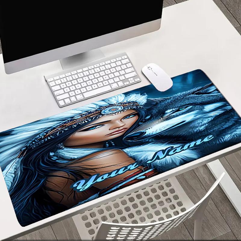 1PC Custom Name Native Spirit Wolf Mouse pad, keyboard and mouse desk pad, for computer notebook Birthday Gift For Any Room Or Office