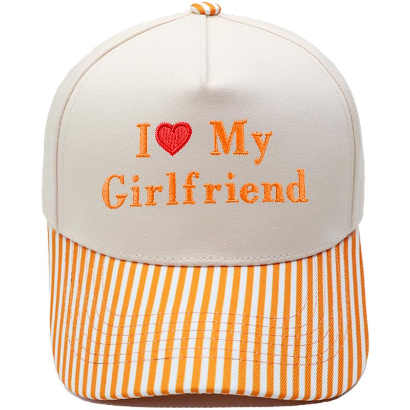 My Girlfriend Love Embroidery Truck Driver Hat Color Matching Vintage Men's and Women's Casual Sun Hat