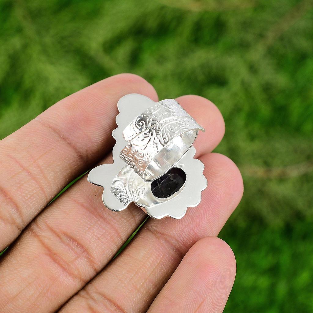 African Amethyst Stone Sister Statement Trendy Ring Jewelry 925 Sterling Silver