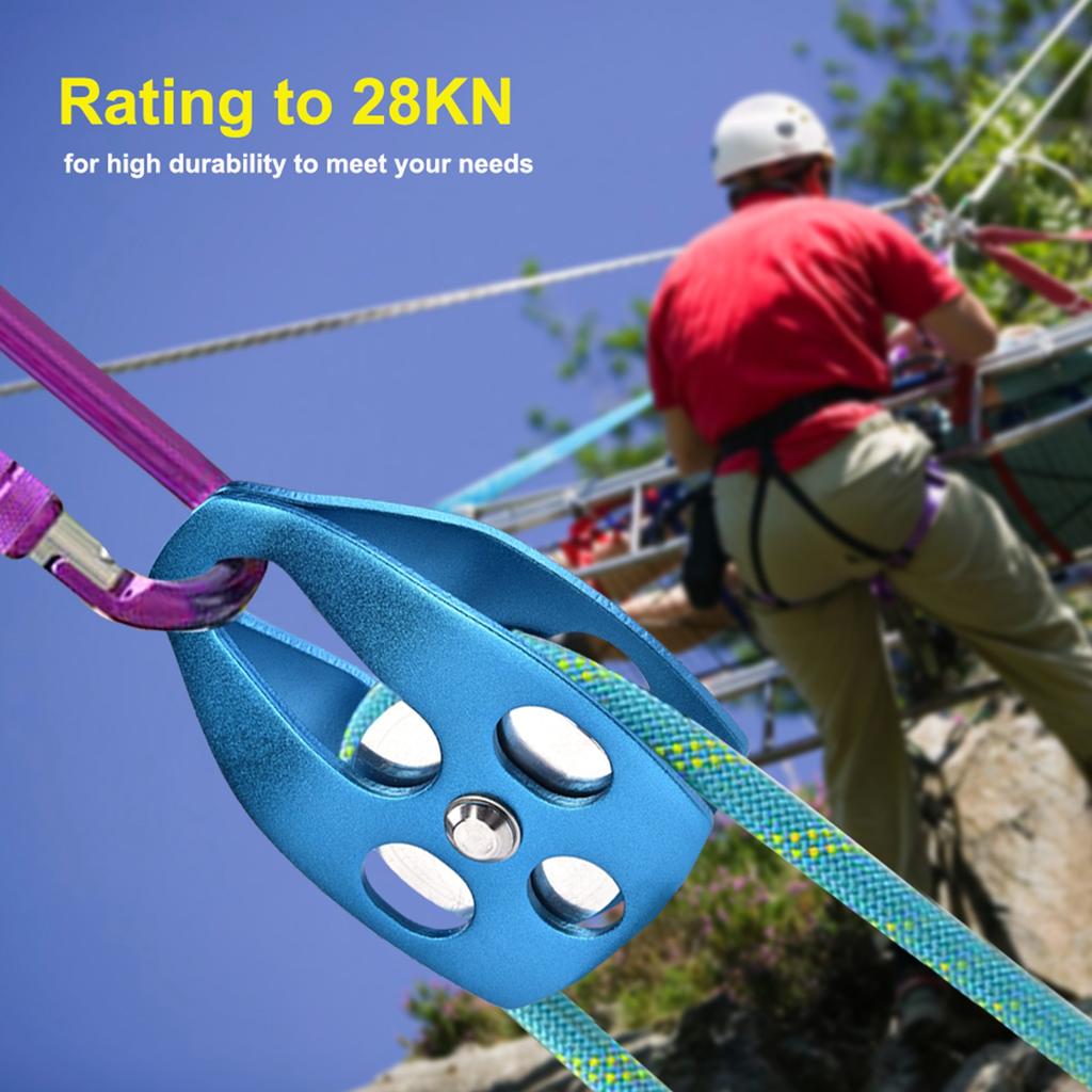 Outdoors Climbing 32KN Rescue Pulley Single Sheave with Swing Plate (Blue)