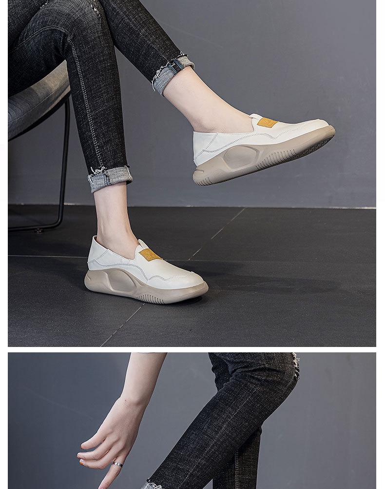 Весна 2025 г., натуральная кожа, белые туфли с круглым носком, дышащая платформа: Повседневный дизайн с мягкой подошвой Two-Wear