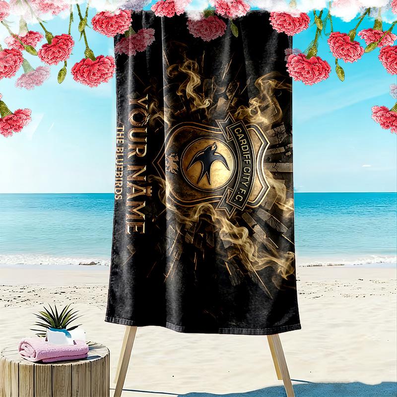 Cardiff City Football Club Print Beach Towel, Large Soft Quick Dry Towel for Beach Camping Swimming