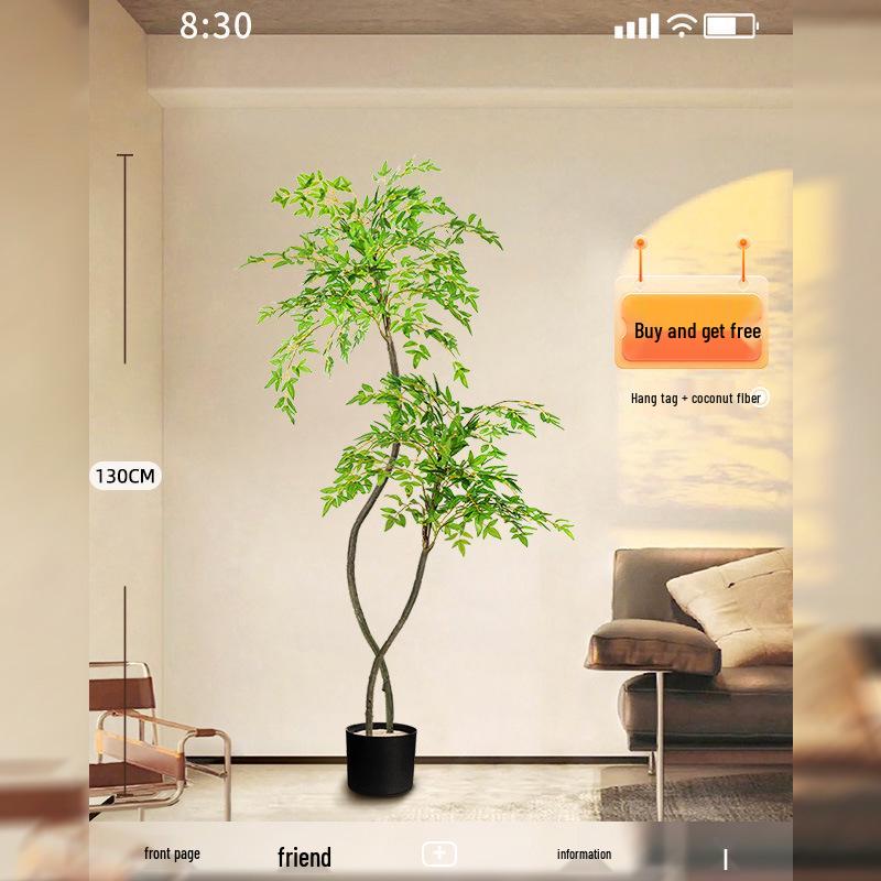 Нандина Роскошное Искусственное Дерево - Напольное Украшение для Помещений и Бионическое Зеленое Растение в Горшке