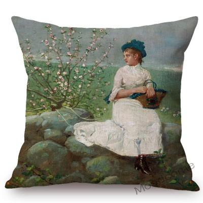 Us Painter Winslow Homer Famous Oil Painting Gallery Art Decorative Sofa Throw Pillow Case Fisherman Peach Blossom Cushion Cover