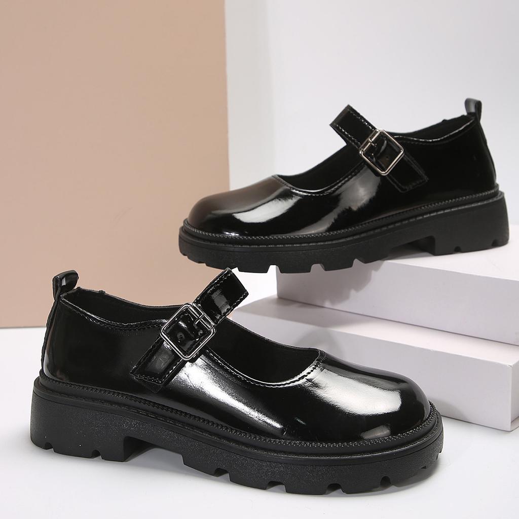 35-44 Женская обувь Британский стиль Маленькая кожаная обувь 2024 Круглый носок Толстая подошва Туфли Мэри Джейн Женская обувь Балетки Лоферы