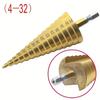 HSS Titanium Coated Step Drill Bit - Hex Shank, Golden Metal Construction, Anti-Rust Coating for Wood & Metal Drilling, Precision Hole Cutting Tool