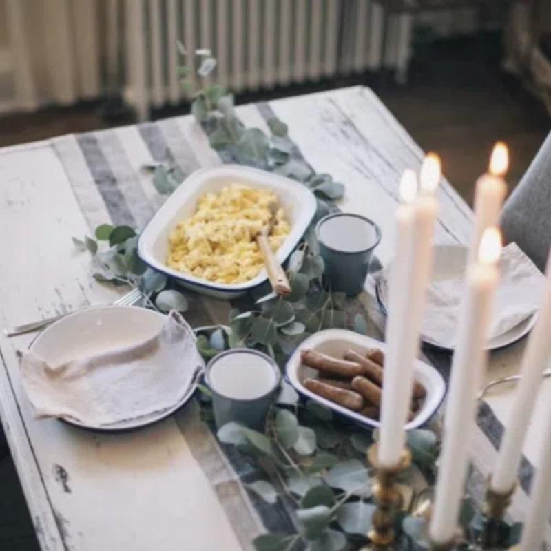 Ретро эмалированный прямоугольный поднос – Красный и синий ободок, тарелка для выпечки и обеда для домашнего использования