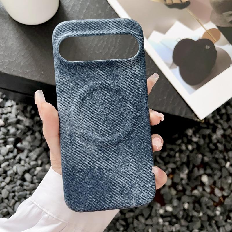 Простой матовый ковбойский текстурный кожаный чехол с беспроводной зарядкой и магнитом для Magsafe для Google Pixel 9 8 7 Pro XL 7A 8A