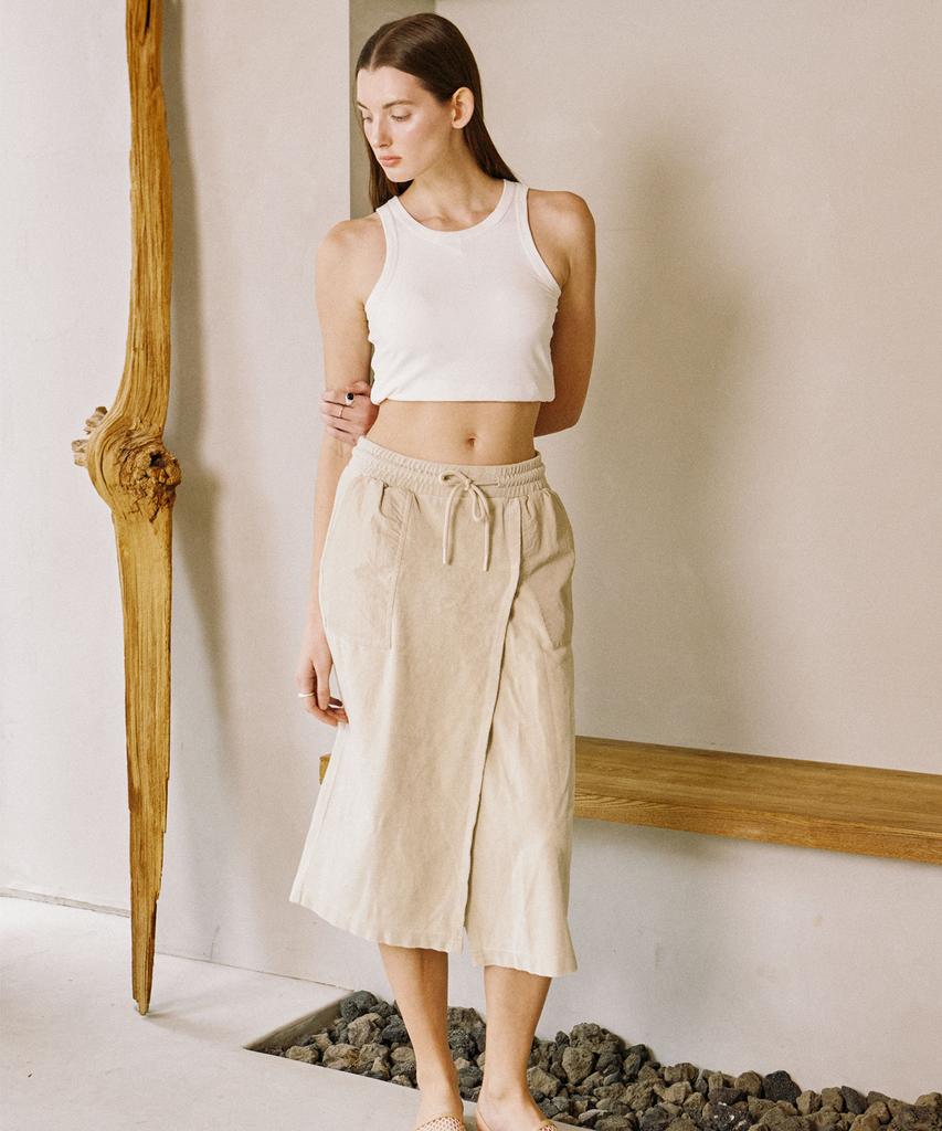 Wave Seoul Terry Long Skirt Beige