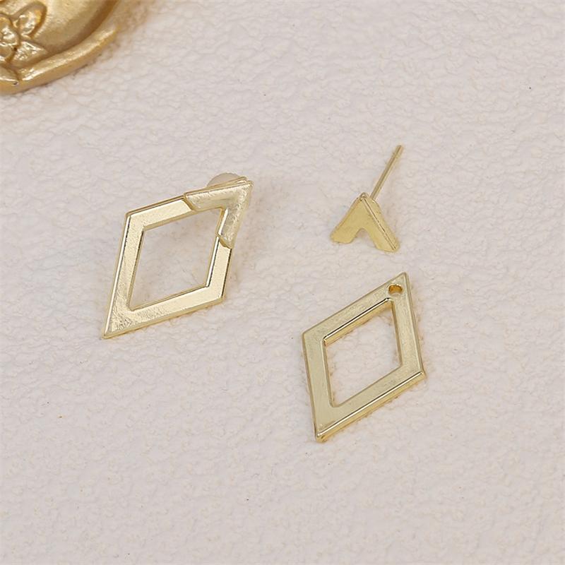 Простые геометрические серьги-пусеты в виде ромба с полыми линиями, креативные, для женщин, личность, темперамент, минималистичные украшения