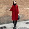 Стильное и элегантное красное шерстяное пальто с роговыми пряжками для свадеб и модных женщин