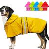 High Visibility Dog Hooded Raincoat Waterproof Pet Rain Jacket Dog Rain Cloak  Labrador Retriever