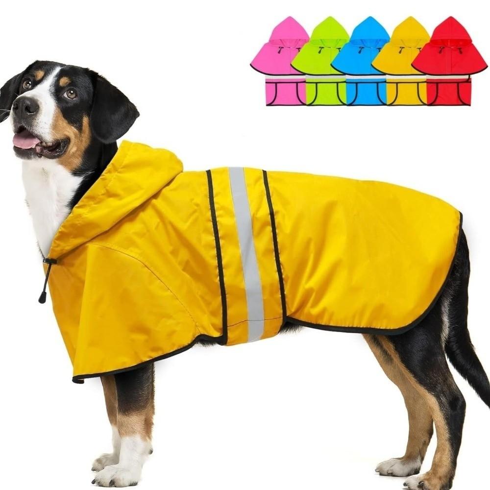High Visibility Dog Hooded Raincoat Waterproof Pet Rain Jacket Dog Rain Cloak Labrador Retriever