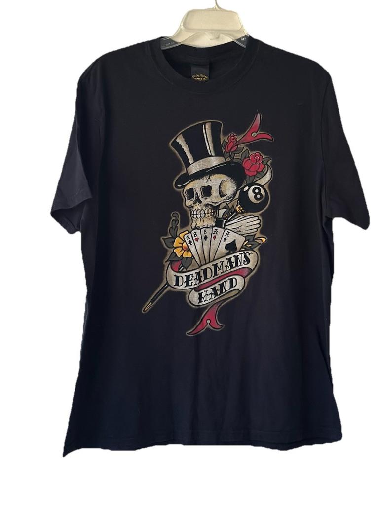 Lucky Brand Футболка с принтом Череп Карты Покера Классический крой Черная Графическая Размер XL Смерть
