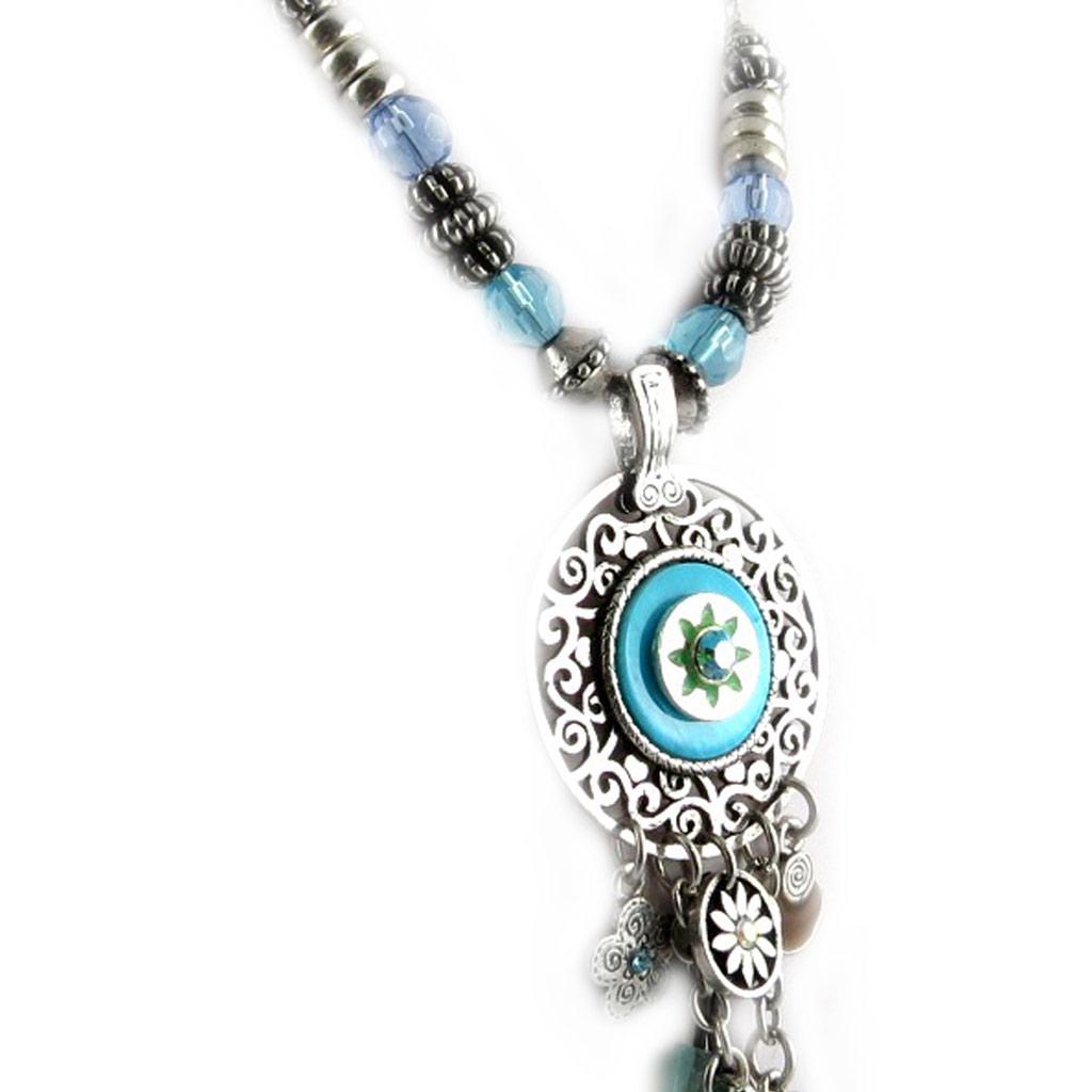 Les Trésors De Lily [E6689] - Designer Necklace 'Columbine' Turquoise